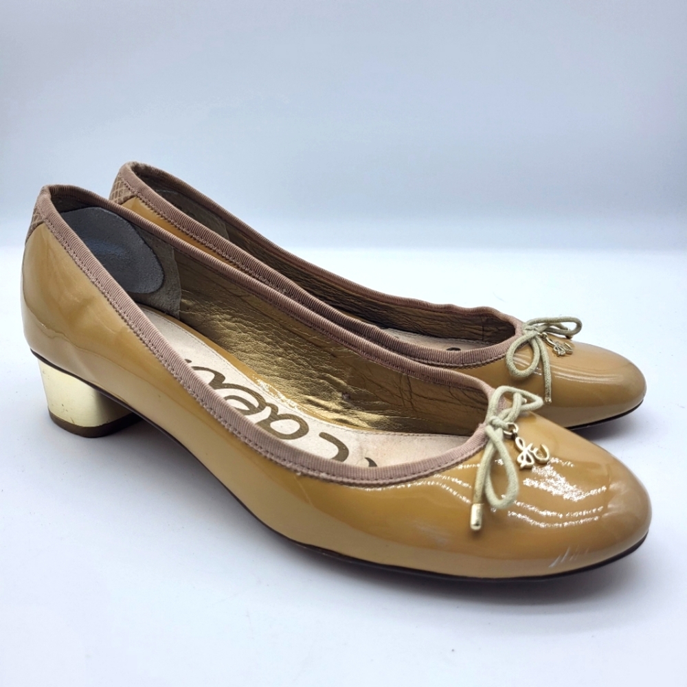 Sam Edelman Natalie Nude Tan Patent Leather Ballet Flats